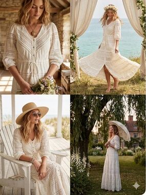 A Collective Story Victorian-inspired / Romantic Bohemian maxi lace dress large